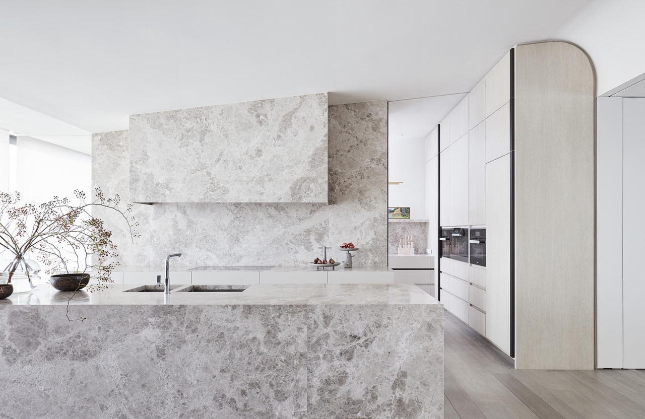 Light Stone Modern Kitchen Design With Island 180920 1131